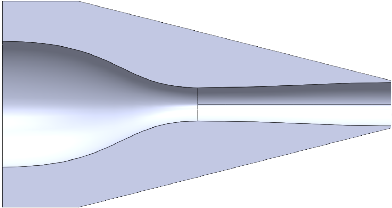 Image showing slice of nozzle designed using Method of Characteristics